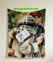 Burberry Check Equestrian Knight Label Flannel Throw Blanket B126